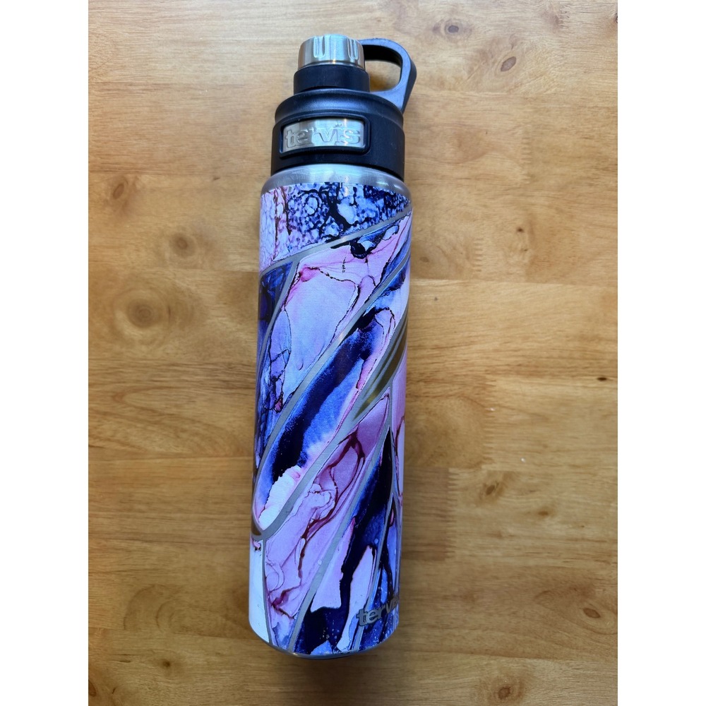 Tervis Insulated Stainless Steel Water Bottle Purple Blue Geode Swirl 24oz